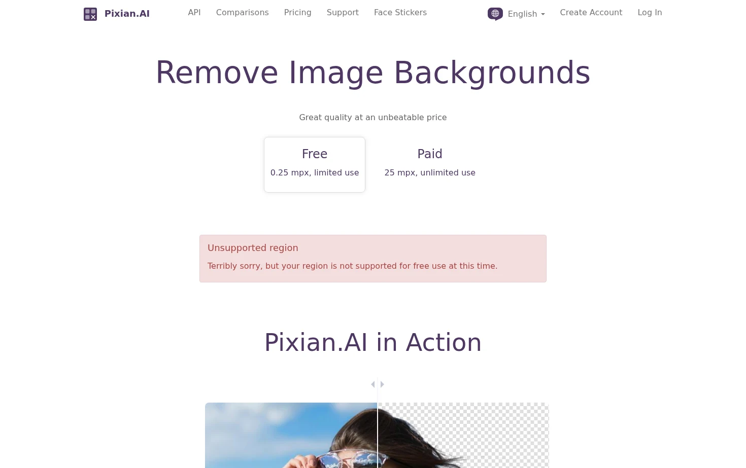 Pixian.AI 页面快照